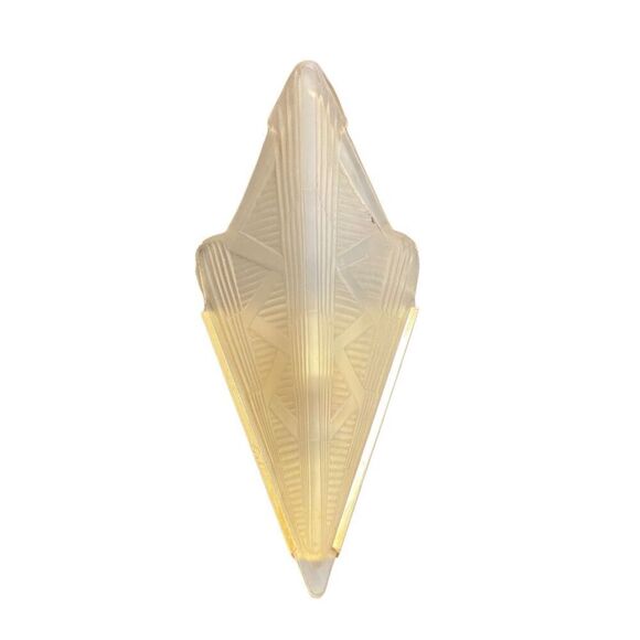 Vintage Art Deco Style Slip Shade Triangle Glass Brass Wall Light Sconce - Picture 1 of 7